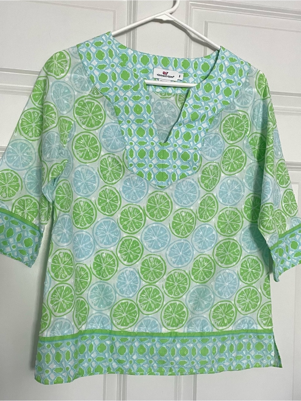 Vineyard Vines Lime & Aqua Citrus Tunic Top